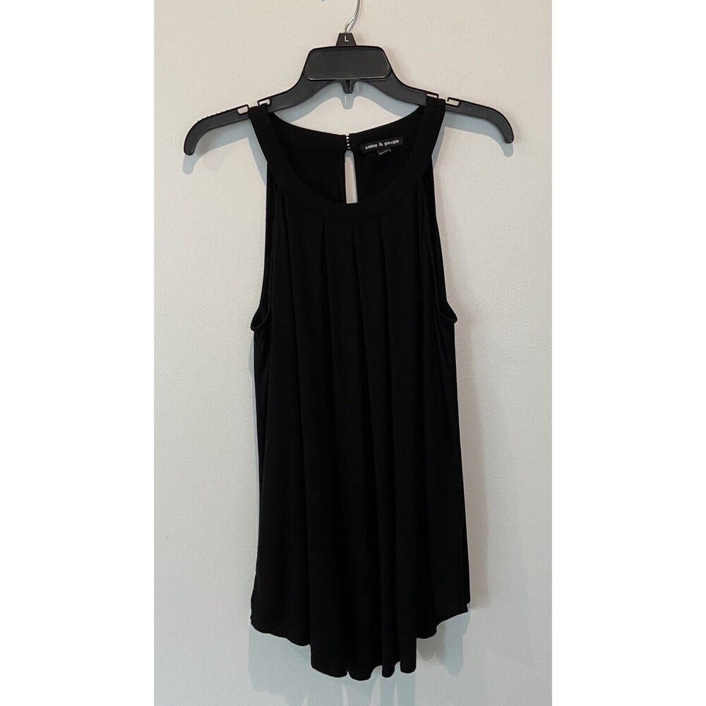 Cable & Gauge Black Pleated  Halter Top, XLarge